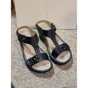 Womens Alegria PG Lite Sandals Adjust Straps Wedge Black Gold Lara 39 LAR-641